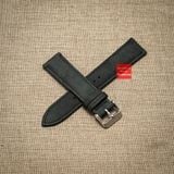 Dây đồng hồ da bò thật - da bò sáp loang màu xám đen kèm khóa, đủ size 18mm-19mm-20mm-21mm-22mm