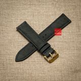 Dây đồng hồ da bò thật - da bò sáp loang màu xám đen kèm khóa, đủ size 18mm-19mm-20mm-21mm-22mm