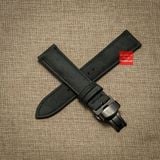 Dây đồng hồ da bò thật - da bò sáp loang màu xám đen kèm khóa, đủ size 18mm-19mm-20mm-21mm-22mm