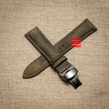 Dây đồng hồ da bò thật - da bò sáp loang màu nâu nhạt kèm khóa, đủ size 18mm-19mm-20mm-21mm-22mm