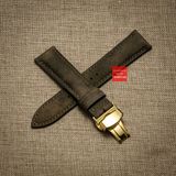 Dây đồng hồ da bò thật - da bò sáp loang màu nâu nhạt kèm khóa, đủ size 18mm-19mm-20mm-21mm-22mm