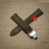 Dây đồng hồ da bò thật - da bò sáp loang màu nâu nhạt kèm khóa, đủ size 18mm-19mm-20mm-21mm-22mm