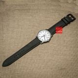 Dây đồng hồ da bò thật - da bò sáp loang màu xám đen kèm khóa, đủ size 18mm-19mm-20mm-21mm-22mm