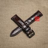 Dây đồng hồ da cá sấu thật màu NÂU may thủ công kèm khóa, size 18mm-19mm-20mm-21mm-22mm