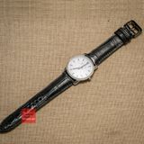 Dây đồng hồ da cá sấu thật màu ĐEN may thủ công kèm khóa, size 18mm - 19mm - 20mm - 21mm - 22mm