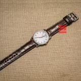 Dây đồng hồ da cá sấu thật màu NÂU may thủ công kèm khóa, size 18mm-19mm-20mm-21mm-22mm