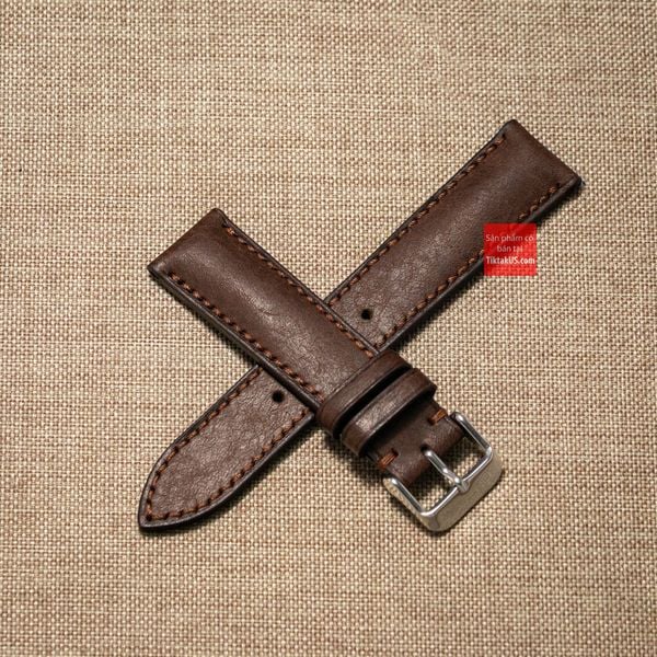 Dây đồng hồ da bò thật, da thảo mộc Pueblo may thủ công handmade size 18-19-20-21-22mm