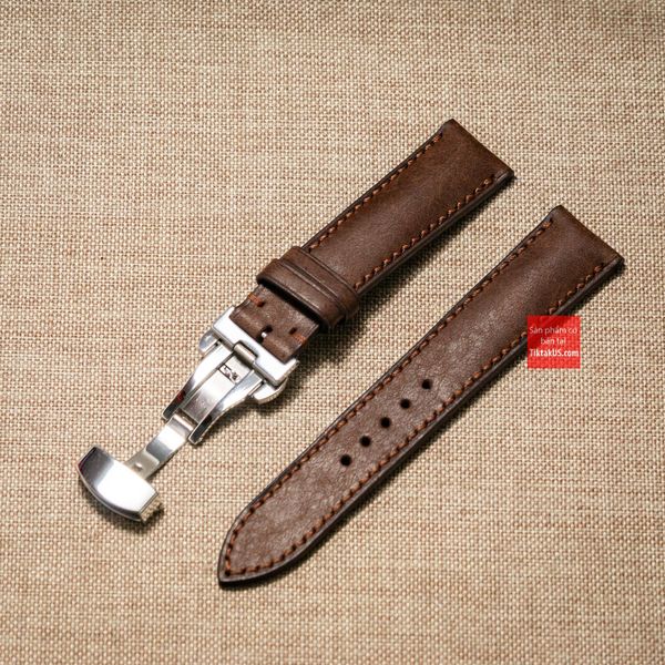 Dây đồng hồ handmade da thảo mộc Pueblo may thủ công kèm khóa bướm chống gãy dây size 18-19-20-21-22mm tặng cây tháo