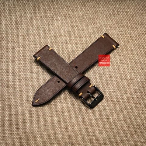 Dây đồng hồ handmade da thảo mộc Pueblo may thủ công không chỉ viền kèm khóa size 18-19-20-21-22mm
