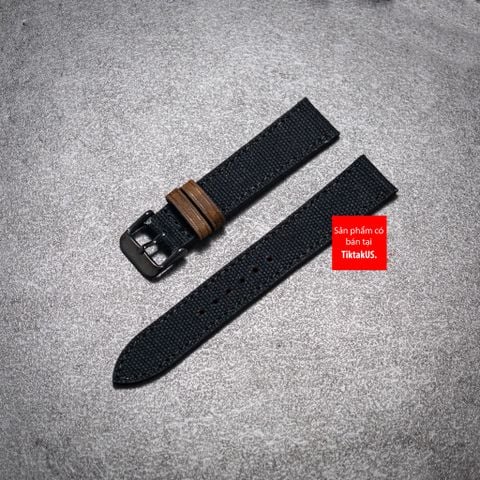 Dây đồng hồ vải canvas Seiko quân đội màu đen