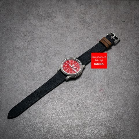 Dây đồng hồ vải canvas Seiko quân đội màu đen