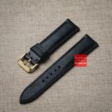 Dây đồng hồ da bò thật, da thảo mộc Pueblo màu ĐEN may thủ công handmade size 18-19-20-21-22mm