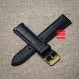 Dây đồng hồ da bò thật, da thảo mộc Pueblo màu ĐEN may thủ công handmade size 18-19-20-21-22mm