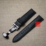 Dây đồng hồ da bò thật, da thảo mộc Pueblo màu ĐEN kèm khóa chống gãy dây may thủ công handmade size 18-19-20-21-22mm