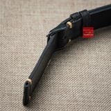 Dây đồng hồ da bò thật, da thảo mộc Pueblo không chỉ viền màu ĐEN may thủ công handmade size 18-19-20-21-22mm