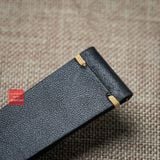 Dây đồng hồ da bò thật, da thảo mộc Pueblo không chỉ viền màu ĐEN may thủ công handmade size 18-19-20-21-22mm