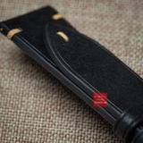 Dây đồng hồ da bò thật, da thảo mộc Pueblo không chỉ viền màu ĐEN may thủ công handmade size 18-19-20-21-22mm