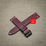 Dây đồng hồ da kì đà Nâu Đỏ, da thật, may thủ công handmade  kèm khóa, size 18mm - 19mm - 20mm - 21mm - 22mm