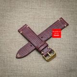 Dây đồng hồ da kì đà Nâu Đỏ, da thật, may thủ công handmade  kèm khóa, size 18mm - 19mm - 20mm - 21mm - 22mm
