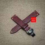 Dây đồng hồ da kì đà Nâu Đỏ, da thật, may thủ công handmade  kèm khóa, size 18mm - 19mm - 20mm - 21mm - 22mm