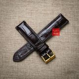Dây đồng hồ da cá sấu màu NÂU ĐẬM may thủ công hand made kèm khóa,size 18-19-20-21-22mm