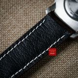 Dây đồng hồ da cá sấu màu NÂU ĐẬM may thủ công chỉ trắng hand made kèm khóa,size 18-19-20-21-22mm