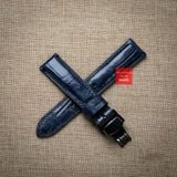 Dây đồng hồ da cá sấu màu XANH NAVY may thủ công hand made kèm khóa,size 18-19-20-21-22mm