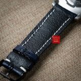 Dây đồng hồ da cá sấu màu XANH NAVY may thủ công chỉ trắng hand made kèm khóa, size 18-19-20-21-22mm