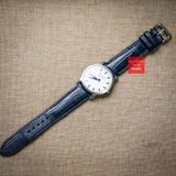 Dây đồng hồ da cá sấu màu XANH NAVY may thủ công hand made kèm khóa,size 18-19-20-21-22mm