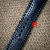 Dây đồng hồ da cá sấu màu XANH NAVY may thủ công hand made kèm khóa,size 18-19-20-21-22mm
