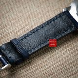 Dây đồng hồ da cá sấu màu XANH NAVY may thủ công hand made kèm khóa,size 18-19-20-21-22mm