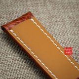 Dây đồng hồ da đà điểu vân vẩy màu Nâu Đỏ may thủ công handmade kèm khóa,size 18-19-20-21-22mm