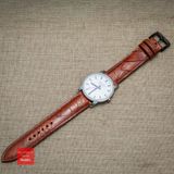 Dây đồng hồ da đà điểu vân vẩy màu Nâu Đỏ may thủ công handmade kèm khóa,size 18-19-20-21-22mm