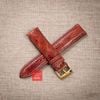 Dây đồng hồ da đà điểu vân vẩy màu Nâu Đỏ may thủ công handmade kèm khóa,size 18-19-20-21-22mm