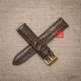 Dây đồng hồ da đà điểu vân vẩy màu nâu đậm may thủ công handmade kèm khóa,size 18-19-20-21-22mm