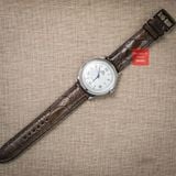 Dây đồng hồ da đà điểu vân vẩy màu nâu đậm may thủ công handmade kèm khóa,size 18-19-20-21-22mm