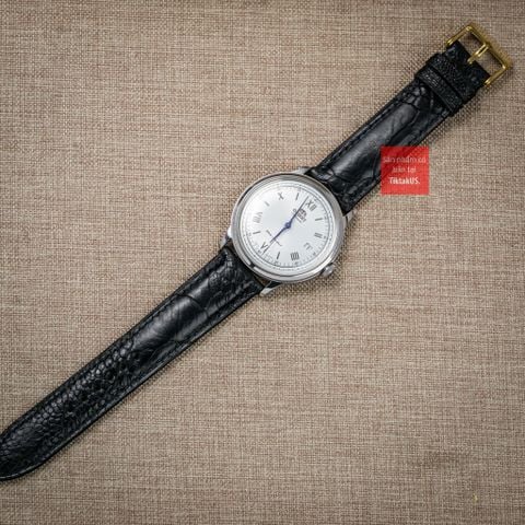 Dây đồng hồ da đà điểu vân vẩy màu ĐEN may thủ công handmade kèm khóa, size 18-19-20-21-22mm