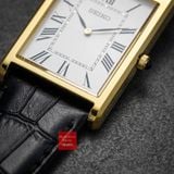 Đồng hồ nam Seiko tank mạ vàng mặt vuông kính sapphire SWR104P1 máy quartz SWR104