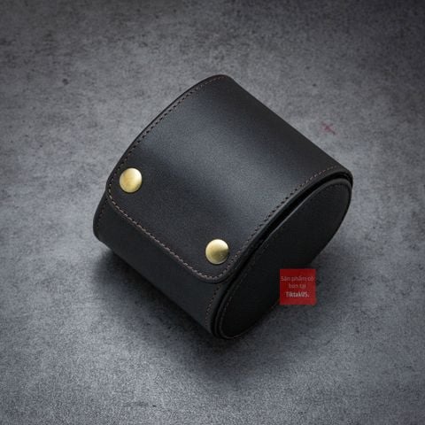Hộp đựng đồng hồ du lịch 1 ngăn da bò thật 100%, Vintage Travel case nâu cafe