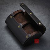 Hộp đựng đồng hồ du lịch 2 ngăn da bò thật 100%, Vintage Travel case nâu cafe