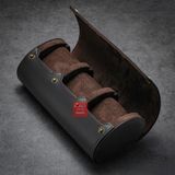 Hộp đựng đồng hồ du lịch 3 ngăn da bò thật 100%, Vintage Travel case nâu cafe