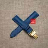 Dây đồng hồ da bò thật, da thảo mộc Pueblo màu XANH DƯƠNG may thủ công handmade size 18-19-20-21-22mm
