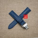 Dây đồng hồ da bò thật, da thảo mộc Pueblo màu XANH DƯƠNG may thủ công handmade size 18-19-20-21-22mm