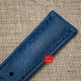 Dây đồng hồ da bò thật, da thảo mộc Pueblo màu XANH DƯƠNG may thủ công handmade size 18-19-20-21-22mm