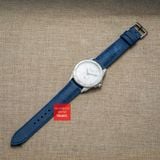 Dây đồng hồ da bò thật, da thảo mộc Pueblo màu XANH DƯƠNG may thủ công handmade size 18-19-20-21-22mm