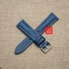 Dây đồng hồ da bò thật, da thảo mộc Pueblo màu Xanh Dương chỉ Be may thủ công handmade size 18-19-20-21-22mm