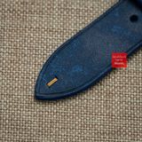 Dây đồng hồ da bò thật, da thảo mộc Pueblo không chỉ viền màu XANH DƯƠNG may thủ công handmade
