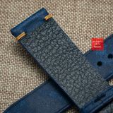 Dây đồng hồ da bò thật, da thảo mộc Pueblo không chỉ viền màu XANH DƯƠNG may thủ công handmade