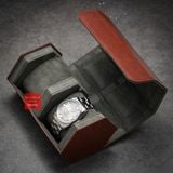 Hộp đựng đồng hồ du lịch 1 ngăn da PU, Vintage Travel case nâu đỏ