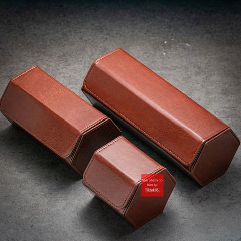 Hộp đựng đồng hồ du lịch 1 ngăn da PU, Vintage Travel case nâu đỏ
